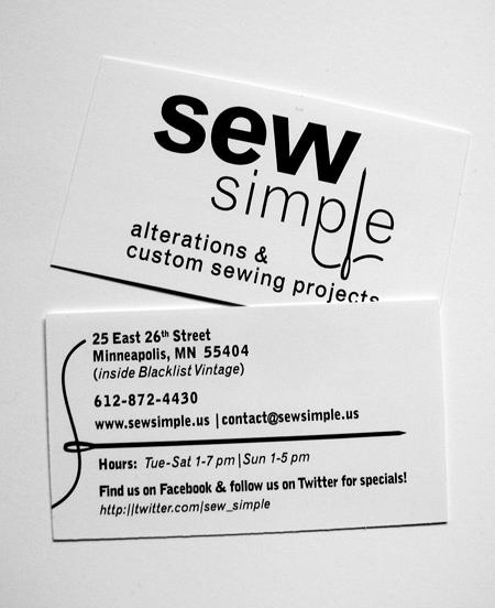 Sew Simple business cards